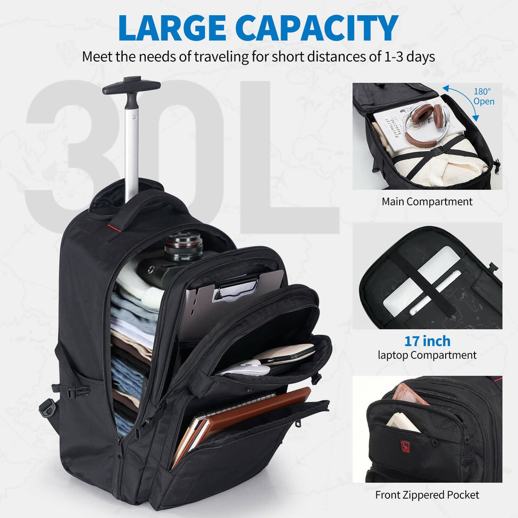 OIWAS Rolling Backpack Carry on Backpack with Wheels