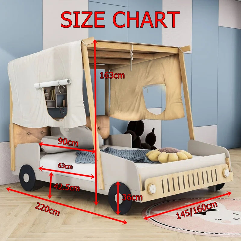 Adventurous Car Solid Wood Kids Bed
