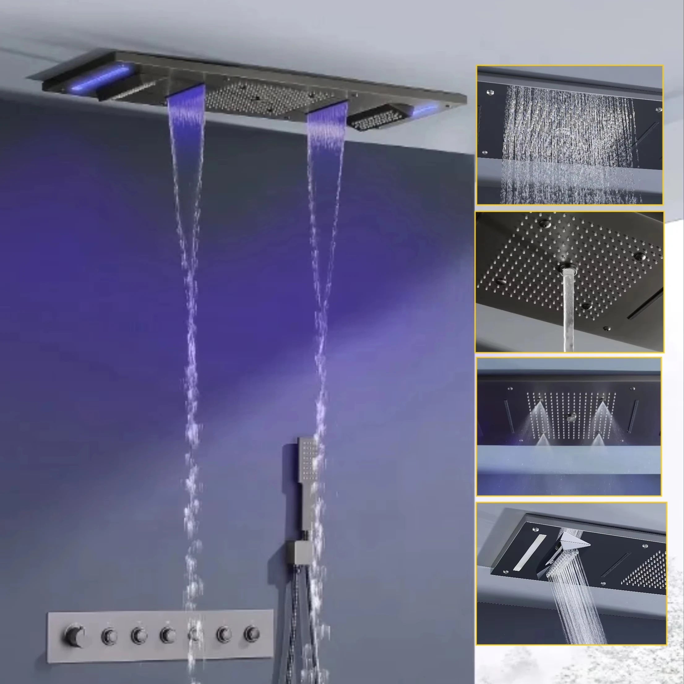Luxury Rainfall LED Color-Changing Shower Set