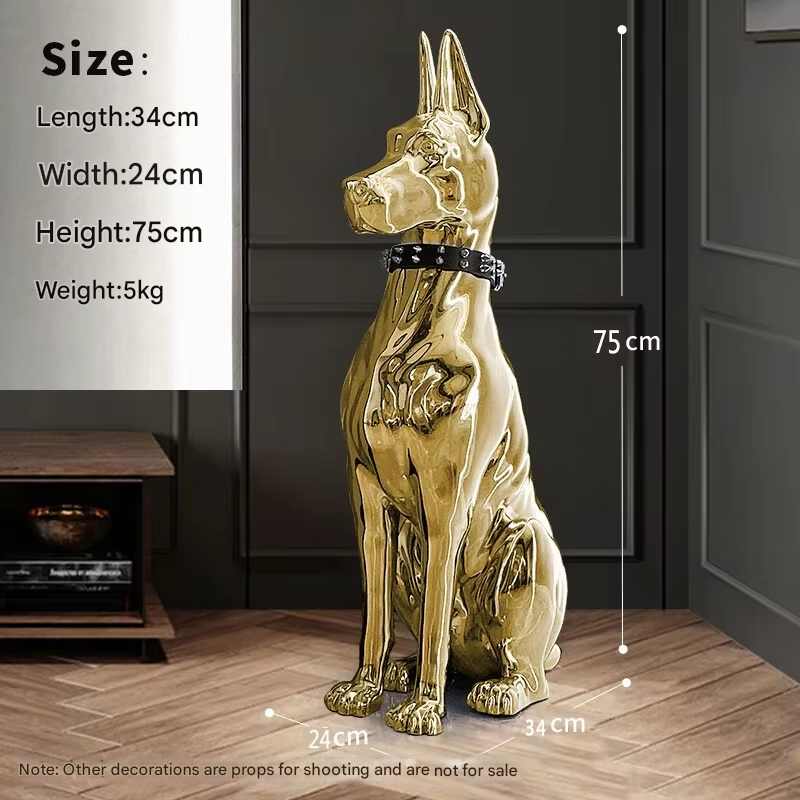 Shiny Doberman Elegant Floor Sculpture