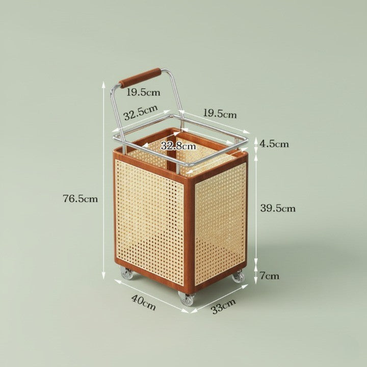 Nordic Rattan Style Rolling Storage Basket