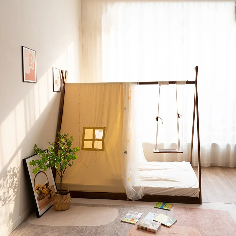Indoor Playground Wooden Swing Kids Floor Bed