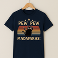 Pew Pew Funny Cat Retro T-Shirt