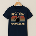 Pew Pew Funny Cat Retro T-Shirt