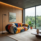Colorful Mosaic Patchwork Curved Velvet Lounge Sofa