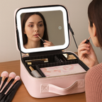 LED Mirror Travel Makeup Organizer Bag