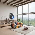 Colorful Mosaic Patchwork Curved Velvet Lounge Sofa