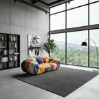 Colorful Mosaic Patchwork Curved Velvet Lounge Sofa