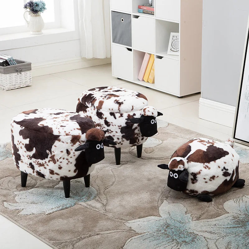 Fluffy Sheep Ottoman Organizer with Storage