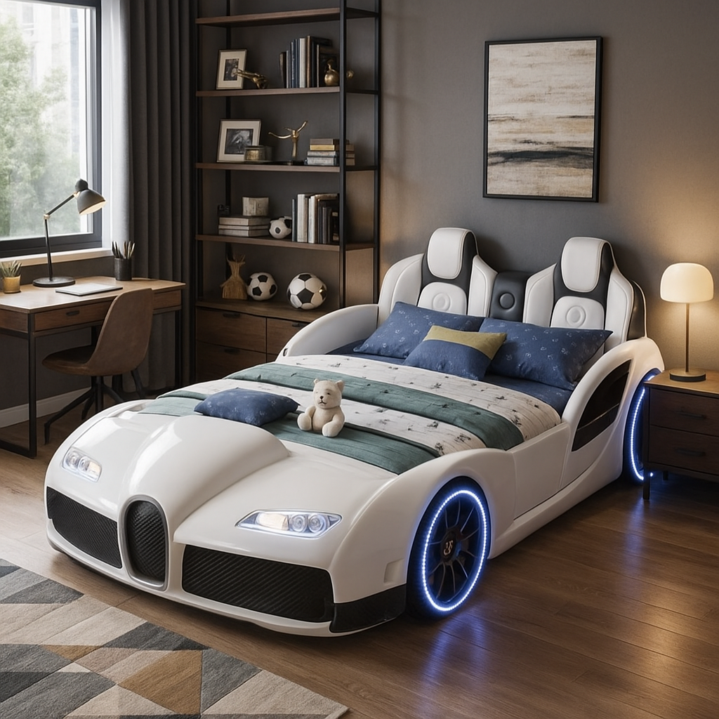 Rocket Ride Racing Style Futuristic Car Kids Bed