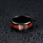 Titanium Stainless High Polished Red Woodiness Rings