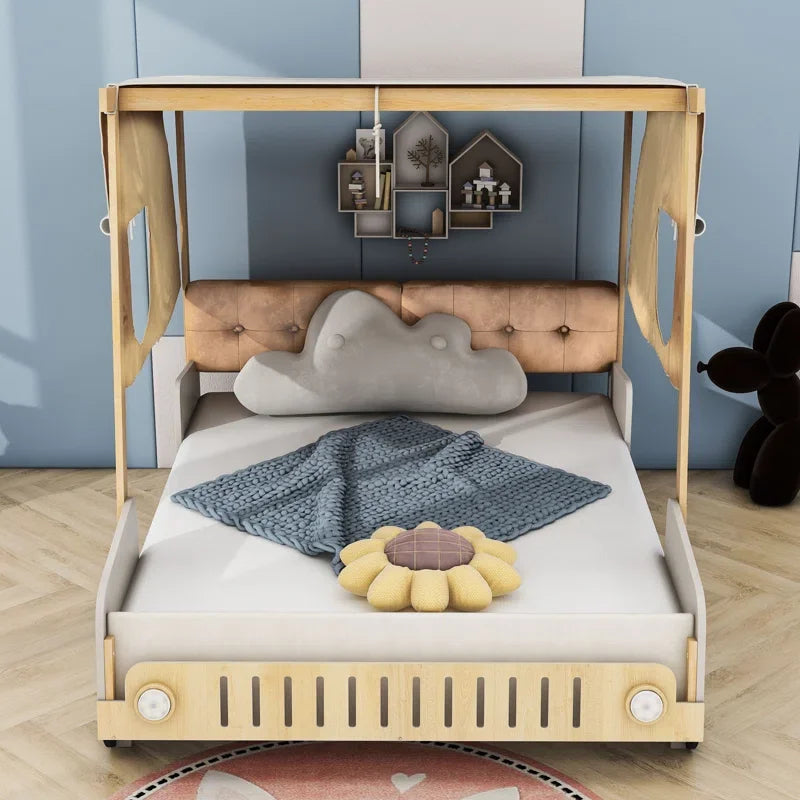 Adventurous Car Solid Wood Kids Bed