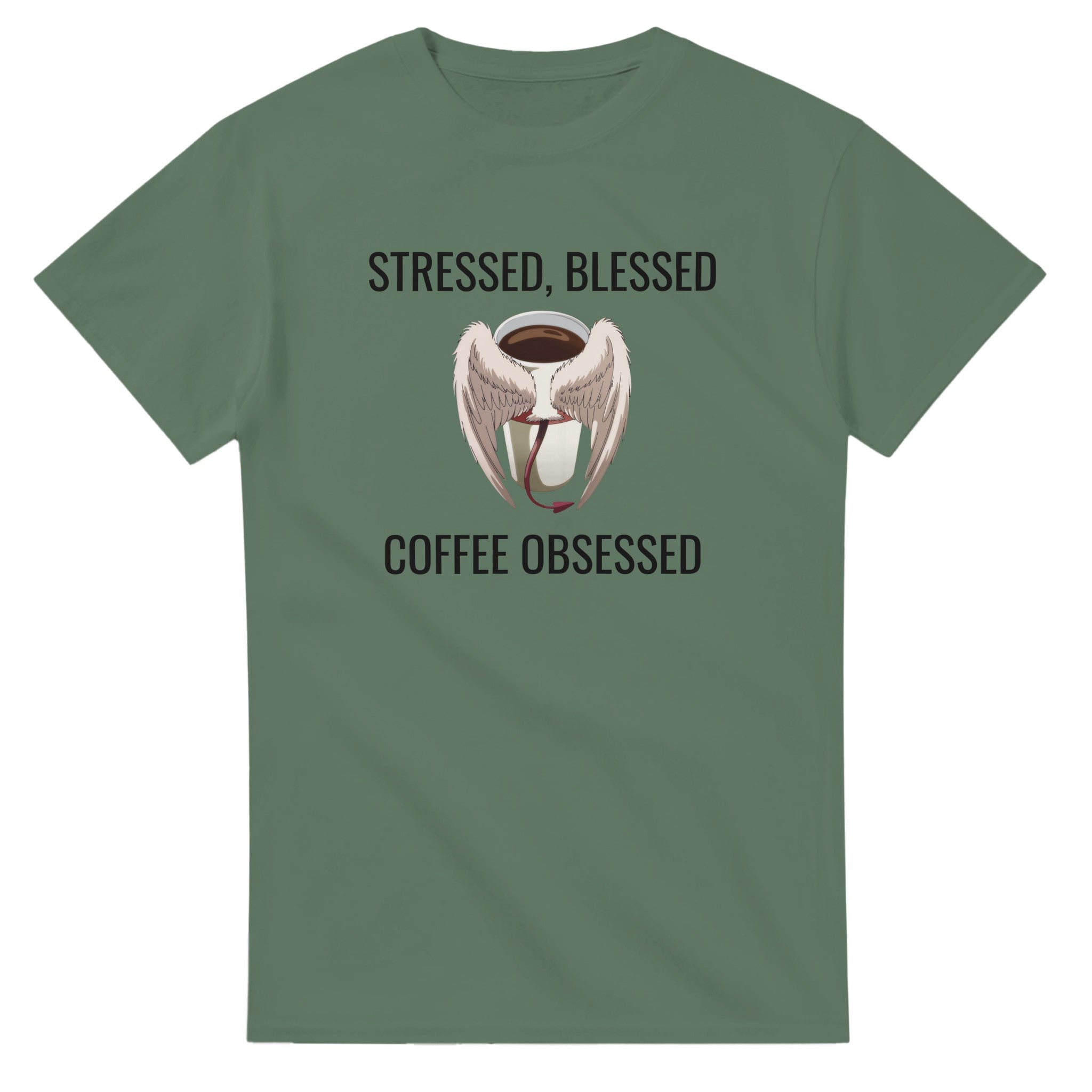 Stressed Blessed & Coffee Obsessed Cotton T-Shirt