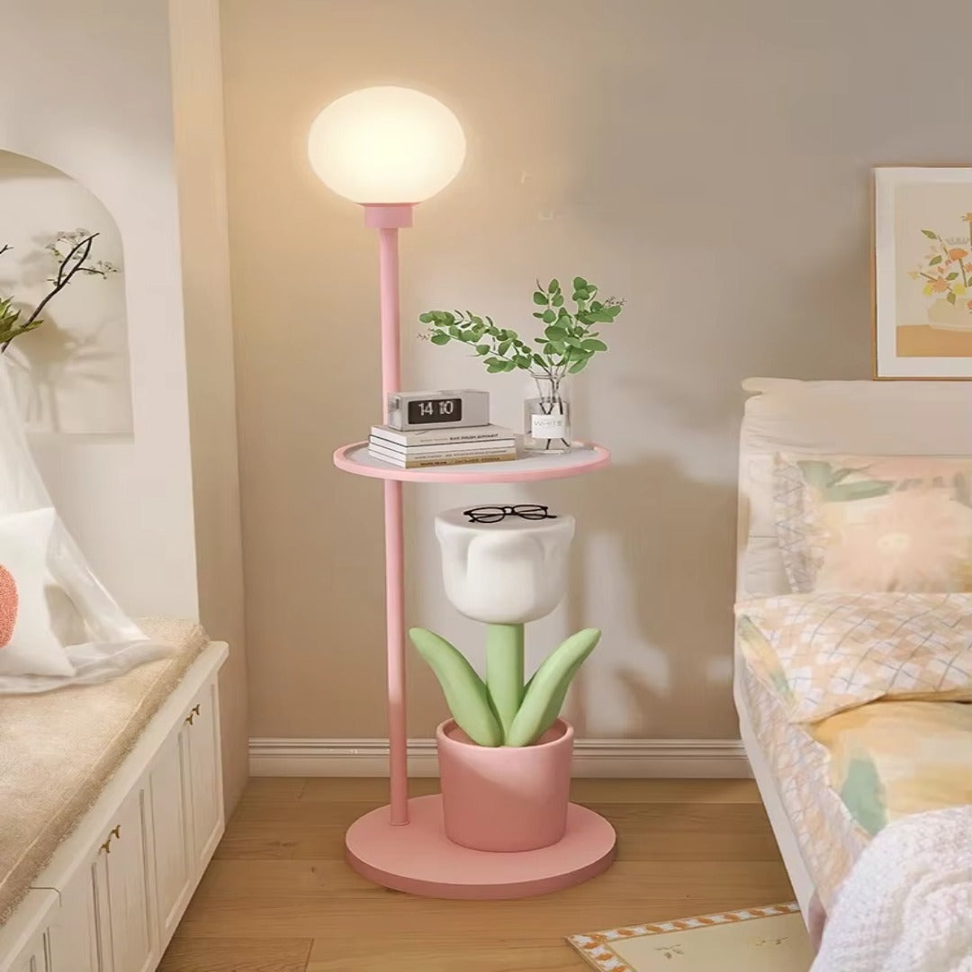 Tulip Blossom Flower Integrated Nightstand Floor Lamp