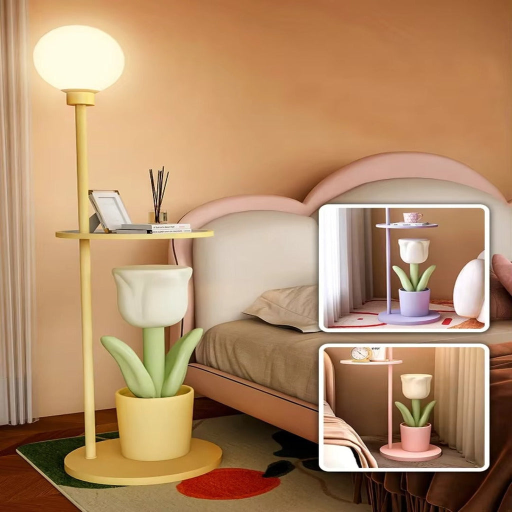 Tulip Blossom Flower Integrated Nightstand Floor Lamp