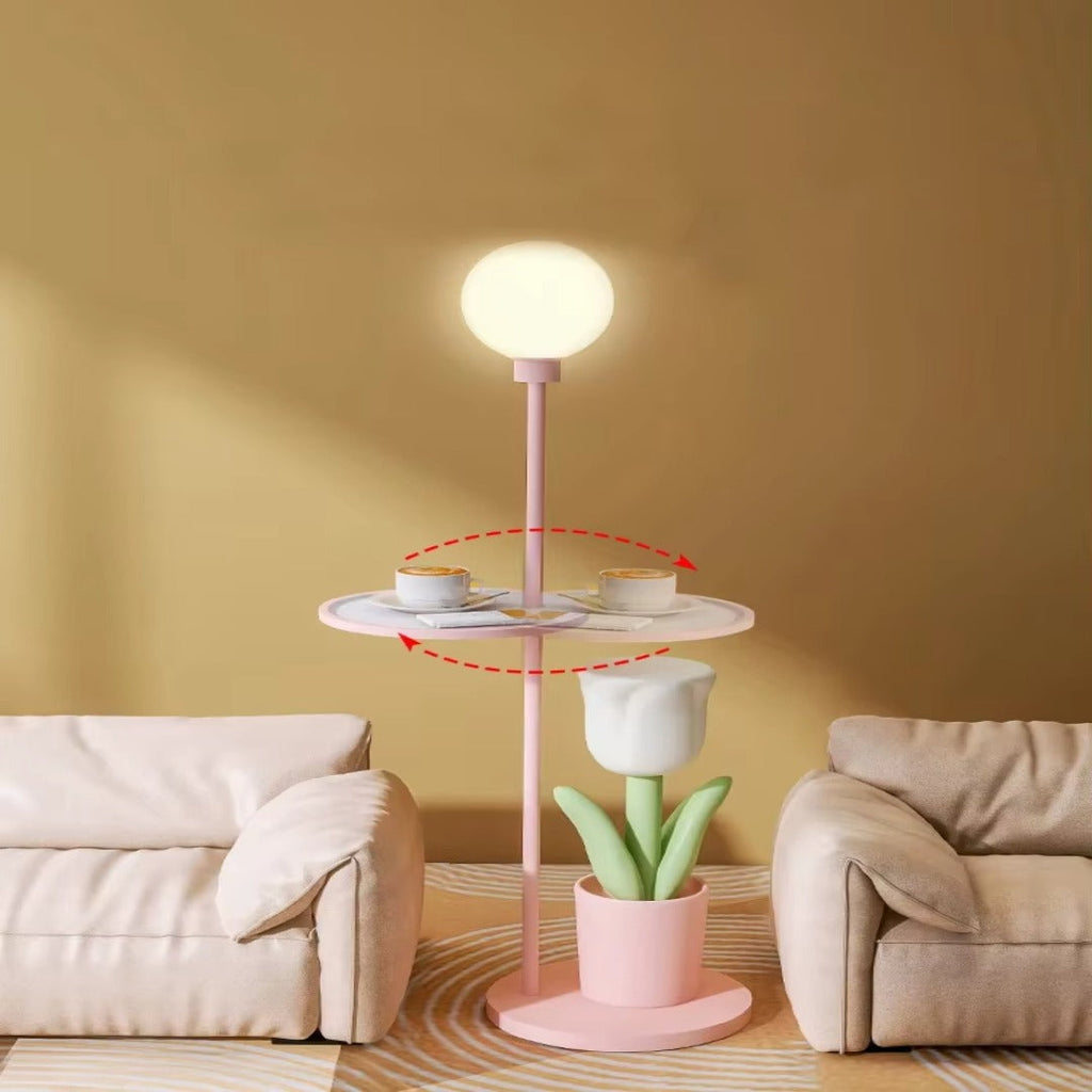 Tulip Blossom Flower Integrated Nightstand Floor Lamp