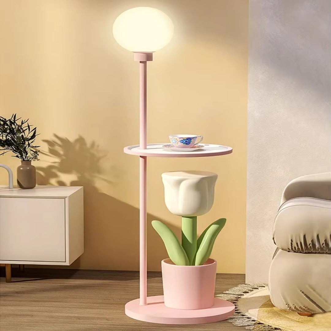 Tulip Blossom Flower Integrated Nightstand Floor Lamp