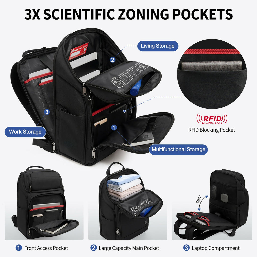 OIWAS 15.6” Laptop Backpack With USB Charging Port