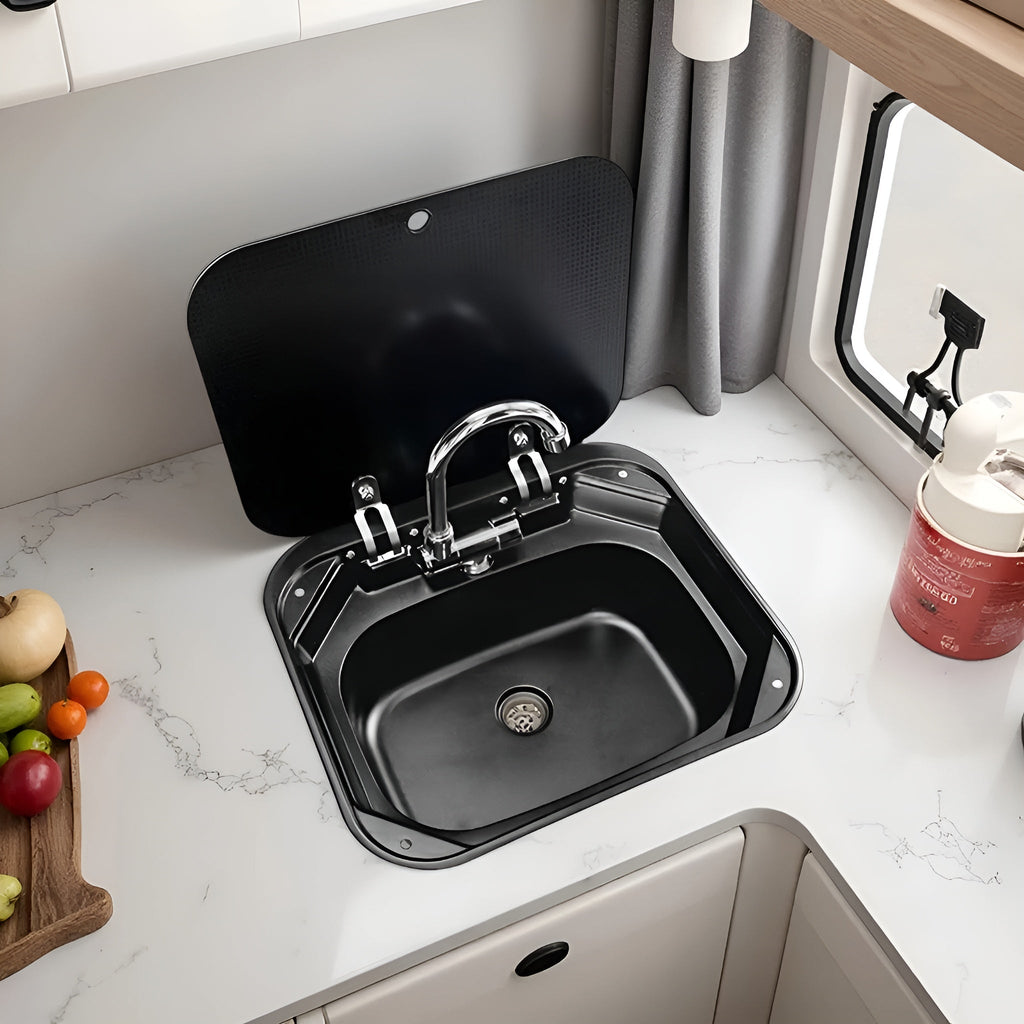 Hidden Foldable Faucet Stainless Steel Kitchen Sink