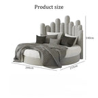 Scandinavian-Inspired Round Upholstered Wave Headboard Bed