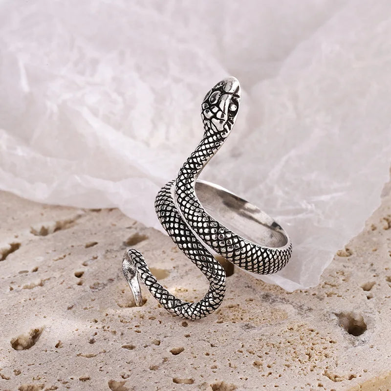 Textured Snake Steel Ring
