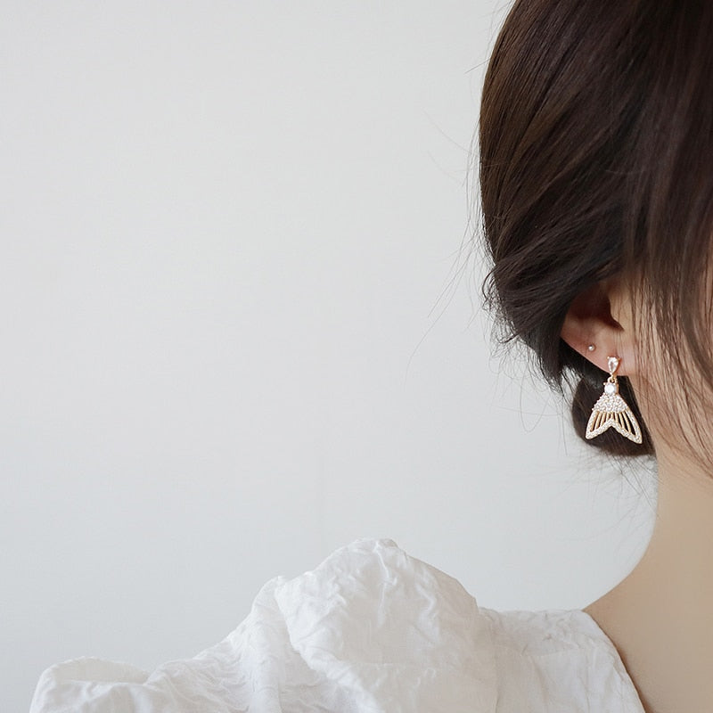 Crystal Fish Tail Earrings