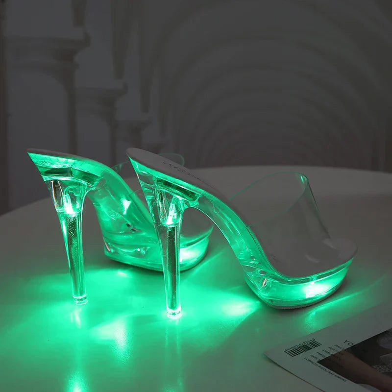 Light-Up Clear Transparent High Platform Heels