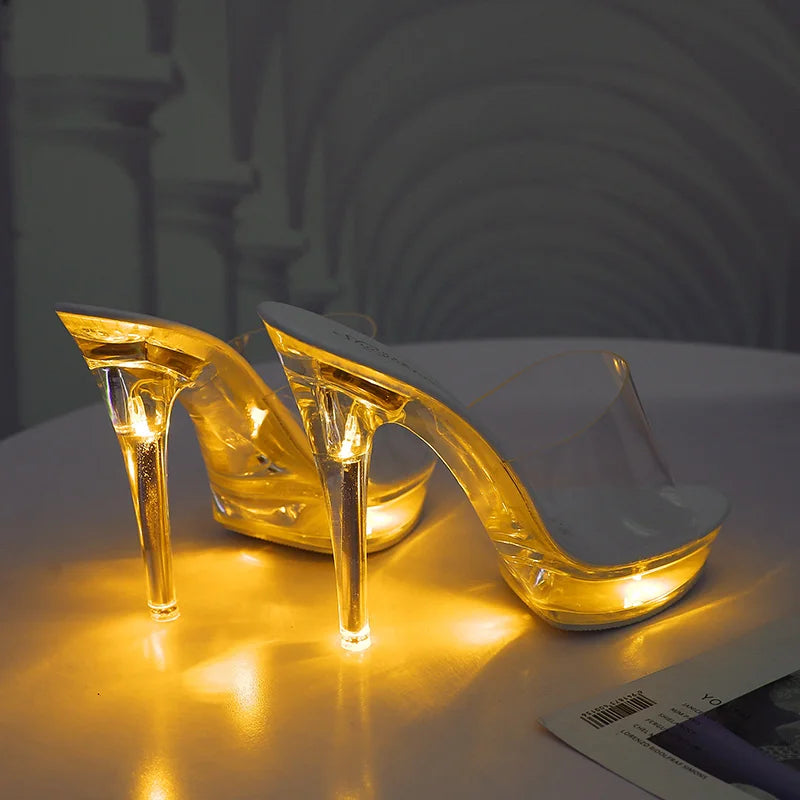 Light-Up Clear Transparent High Platform Heels