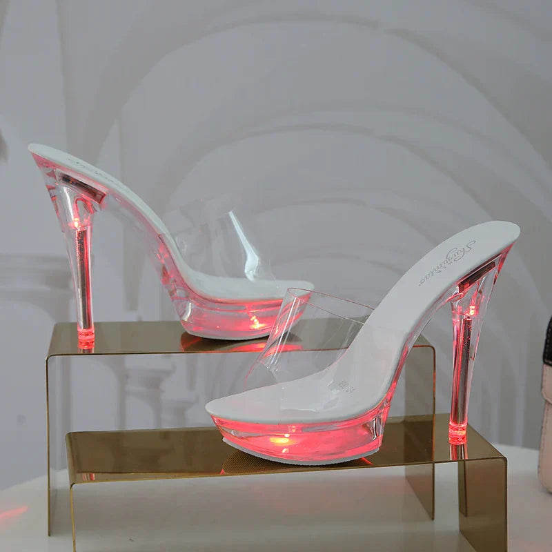 Light-Up Clear Transparent High Platform Heels