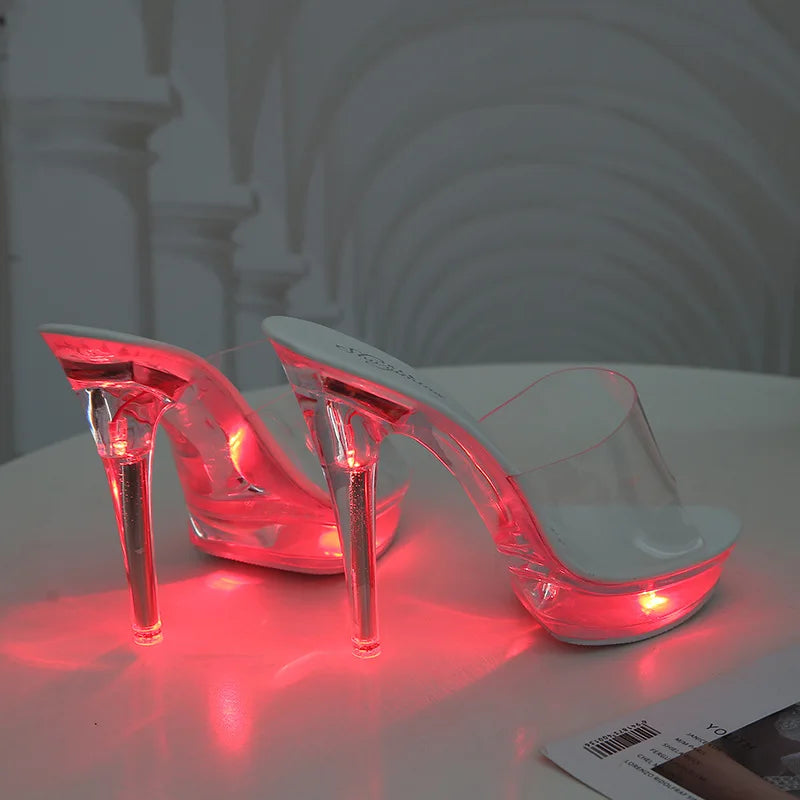 Light-Up Clear Transparent High Platform Heels