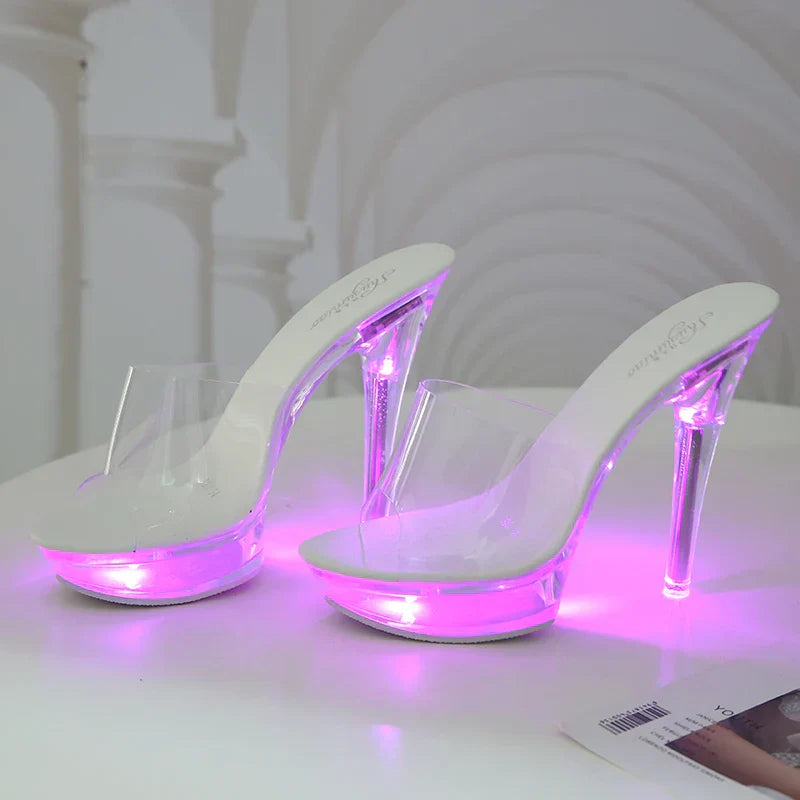 Light-Up Clear Transparent High Platform Heels