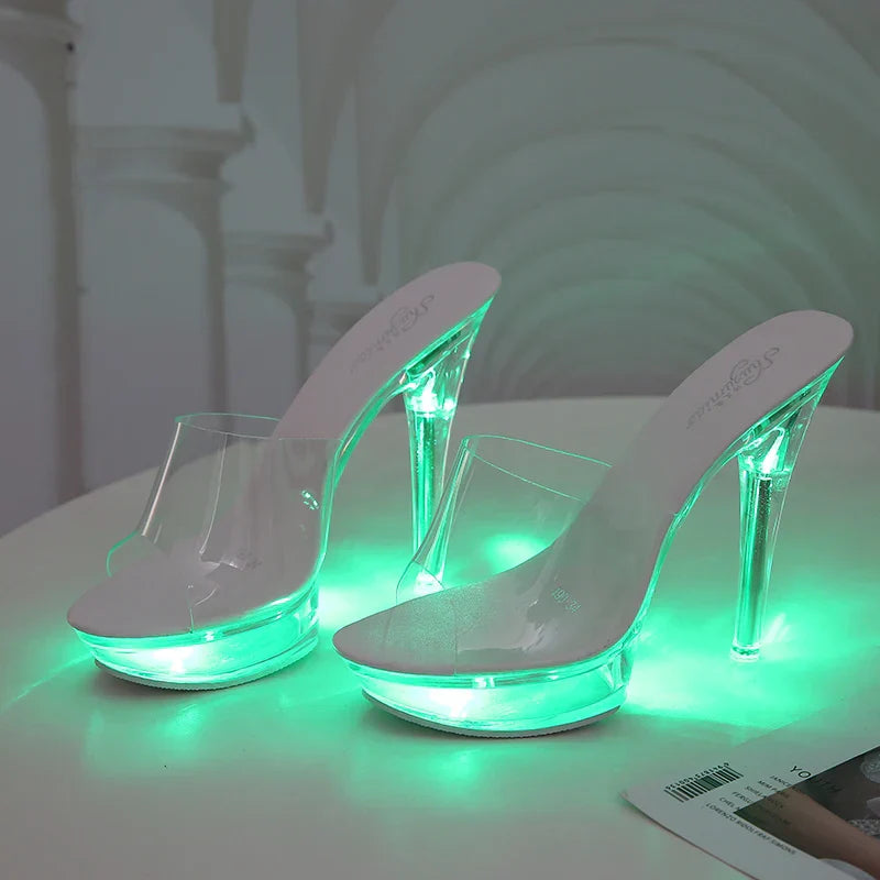 Light-Up Clear Transparent High Platform Heels