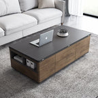 Hidden Seats Retractable Wooden Elegant Coffee Table