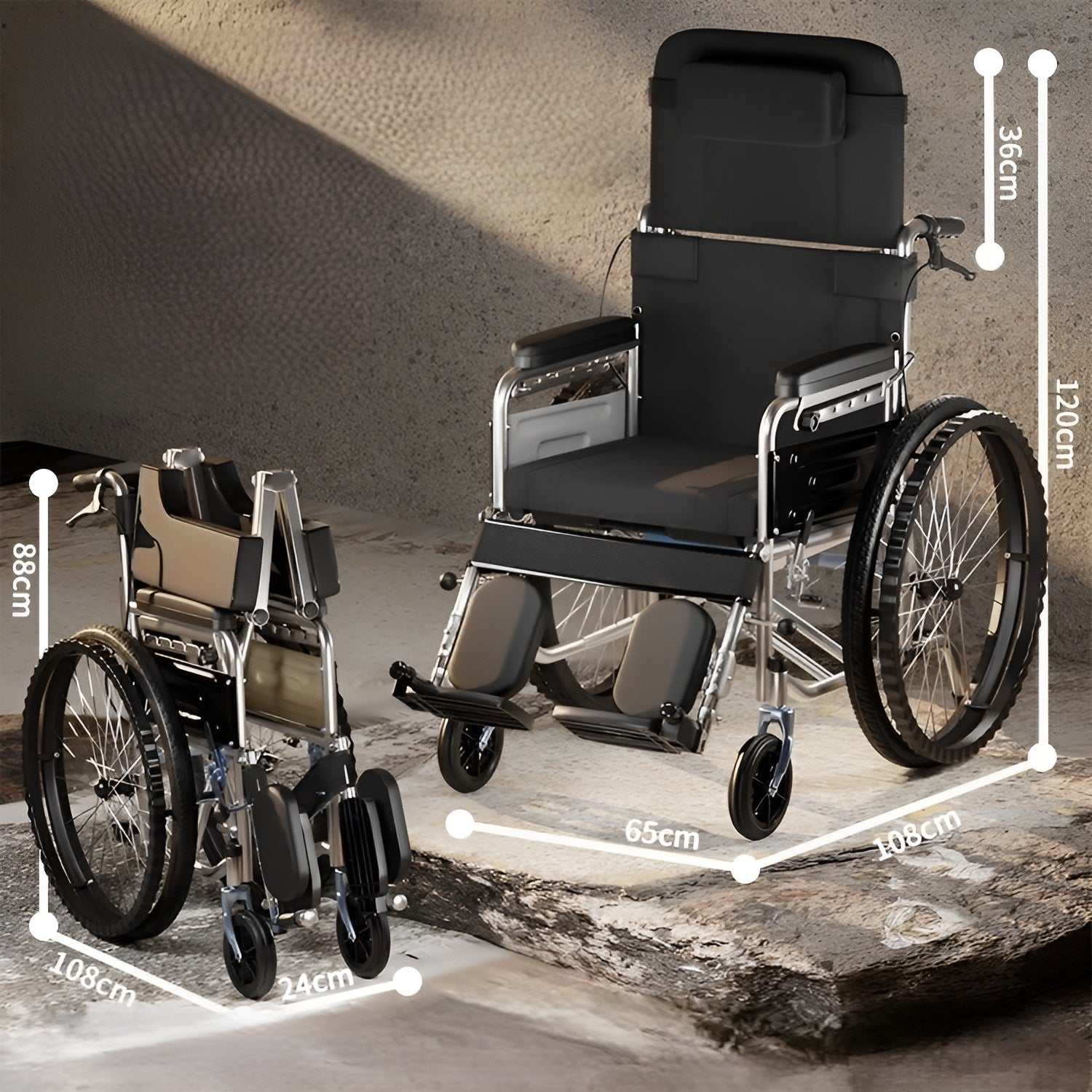 Easy Move Foldable Elderly Travel Wheelchair