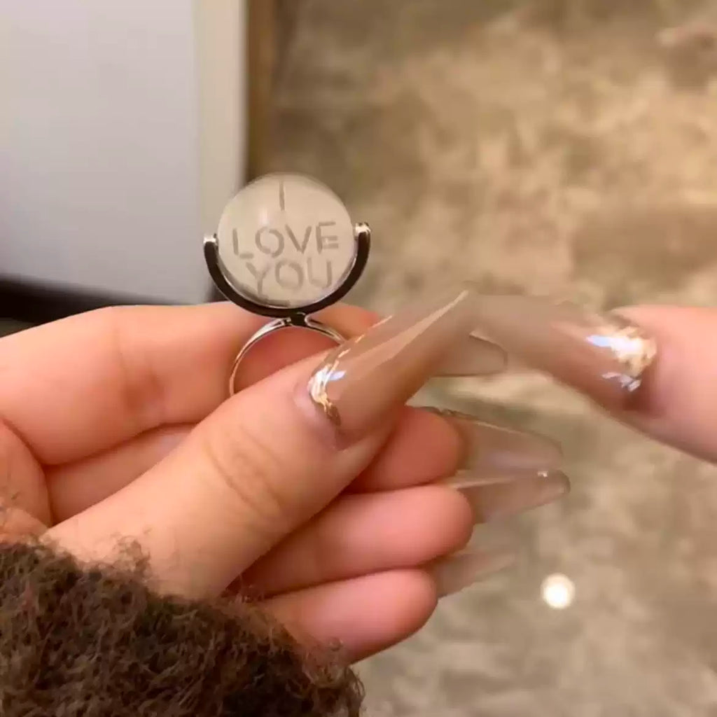 Rotating Disc I Love You Couple Ring