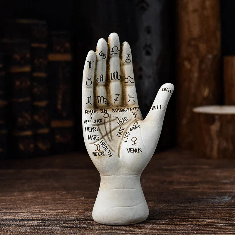 Zodiac Symbols Mystic Palmistry Hand Sculpture
