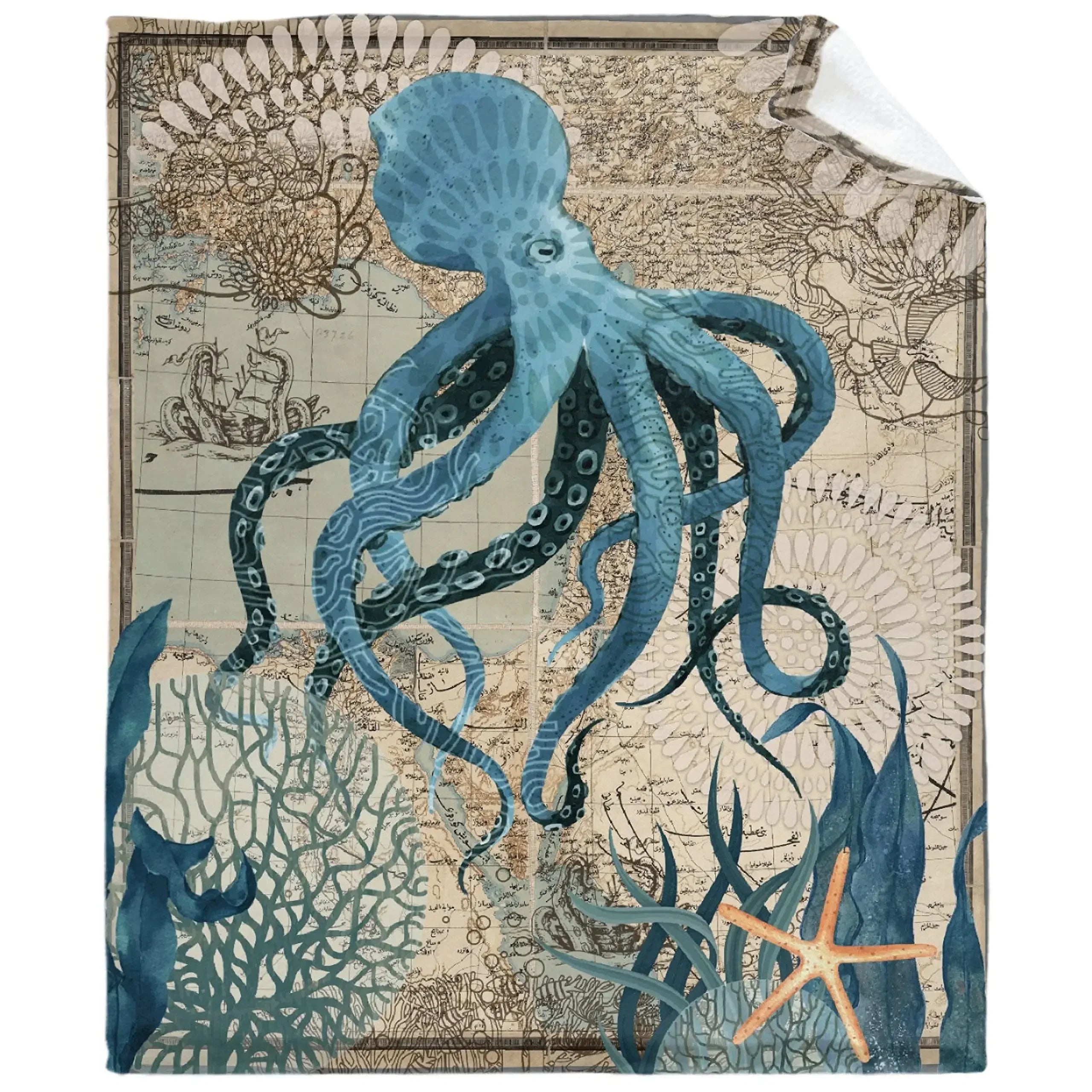 Sea Life Ocean Throw Octopus Blanket