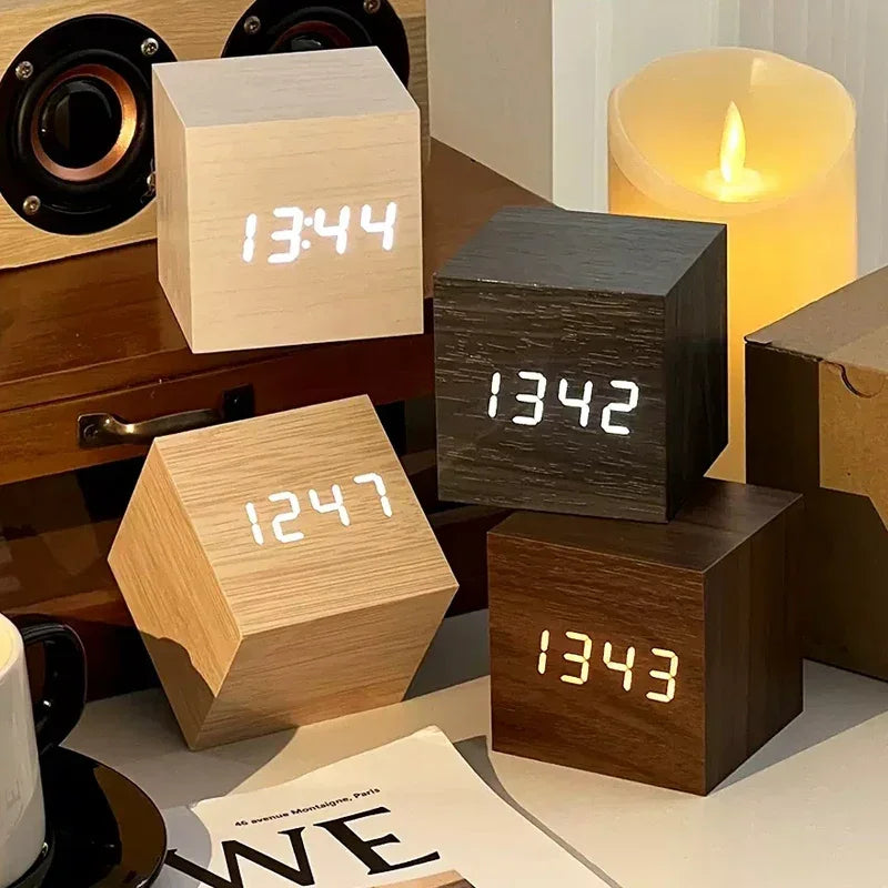 Minimalist Wooden Digital Desktop Alarm Clock