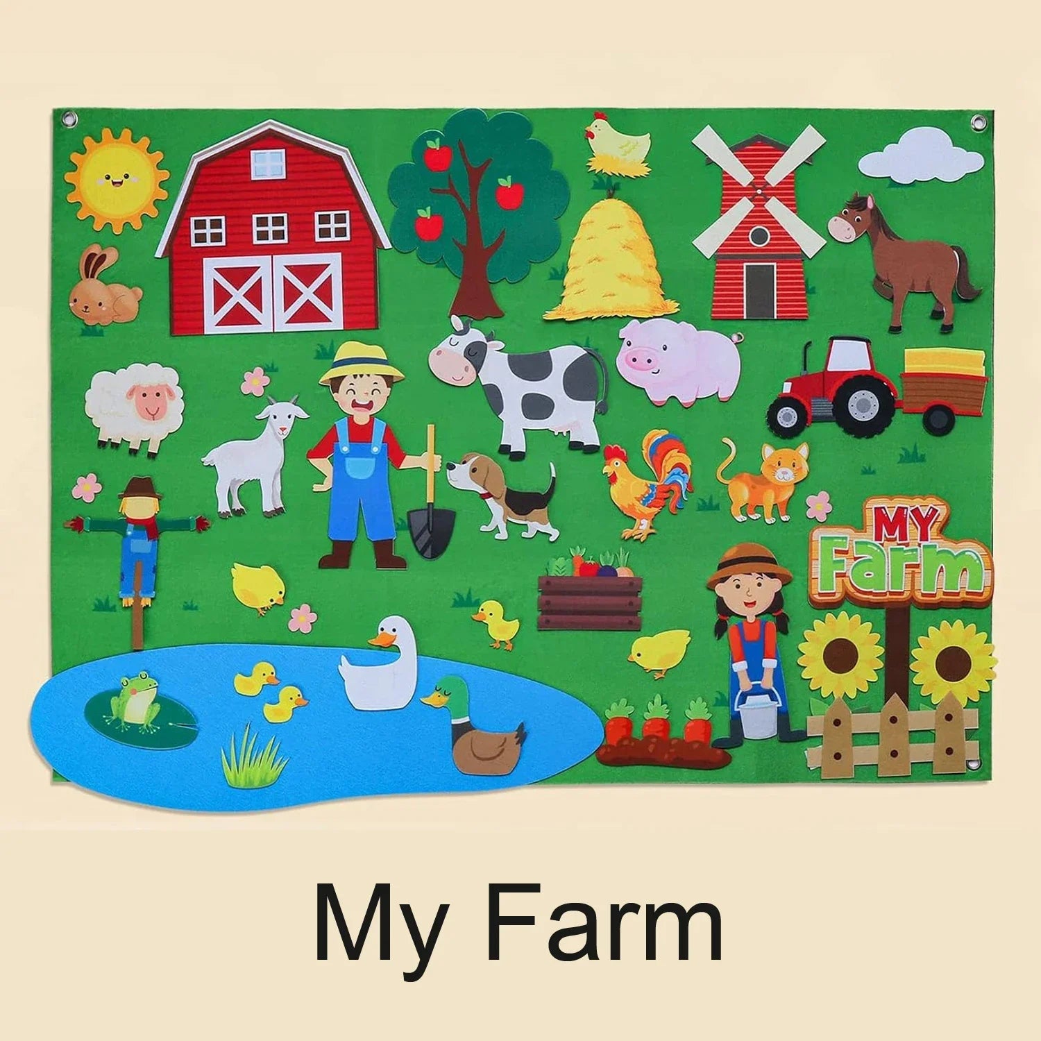 Interactive Early Learning Farm Animals Felt Story Board Set