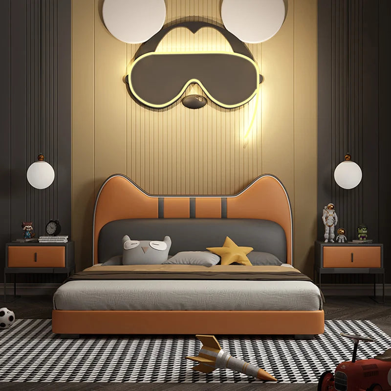 Fancy Cat Leather Modern Kids Bed