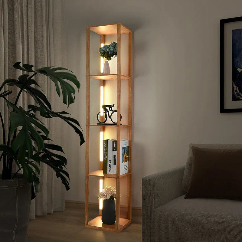 Elegant Wooden LED Light Nordic Shelf