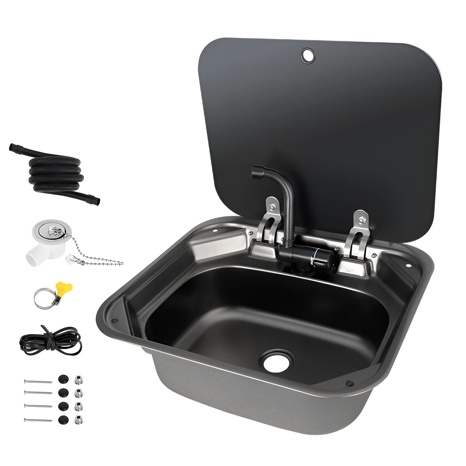 Hidden Foldable Faucet Stainless Steel Kitchen Sink