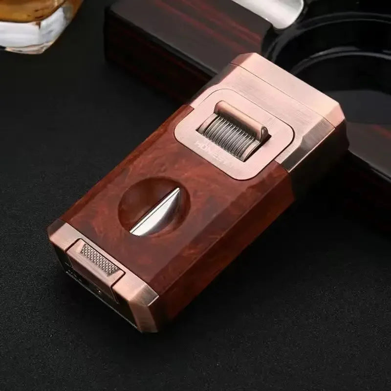 Metal Double Jet Flame Wind Proof Butane Lighter