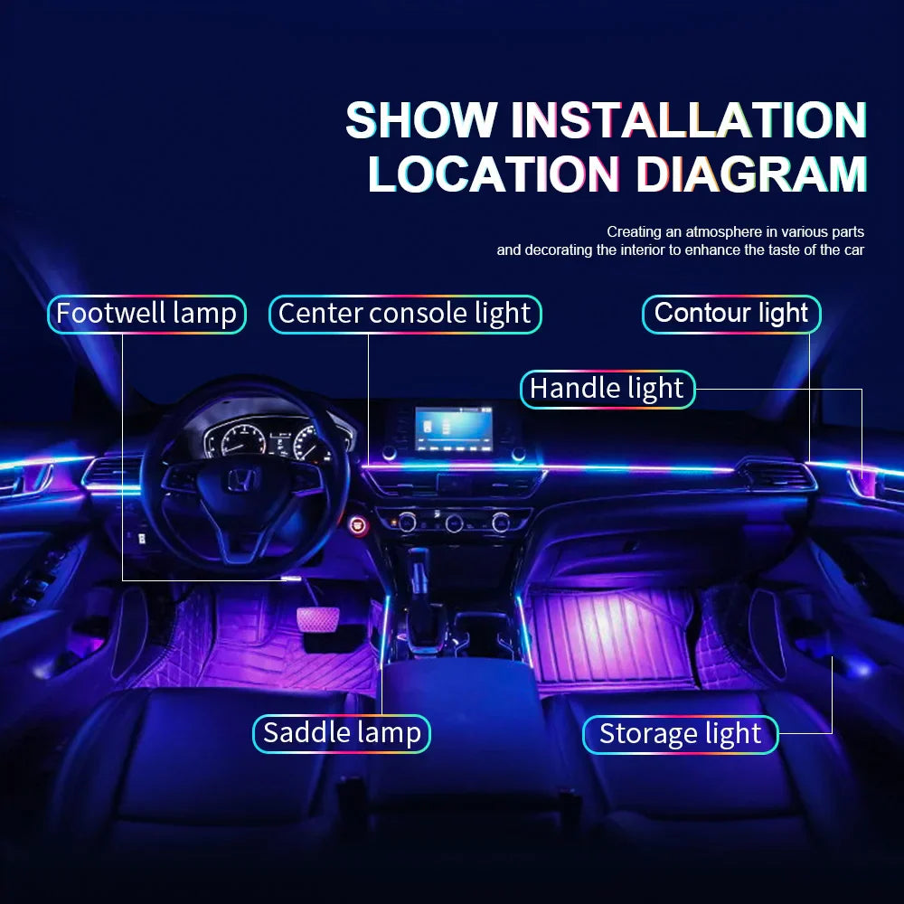 Bluetooth RGB Symphony Car Ambient Light Kit