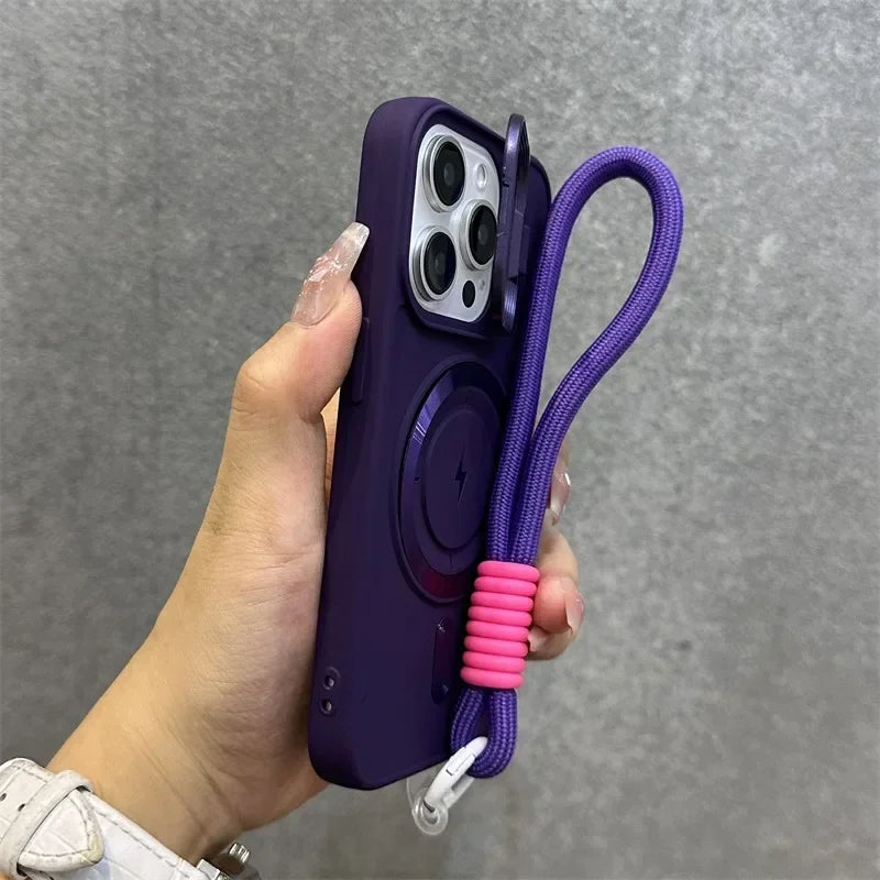 Magnetic Soft Wrist Bracket Lens Cover iPhone Case