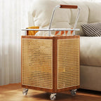 Nordic Rattan Style Rolling Storage Basket