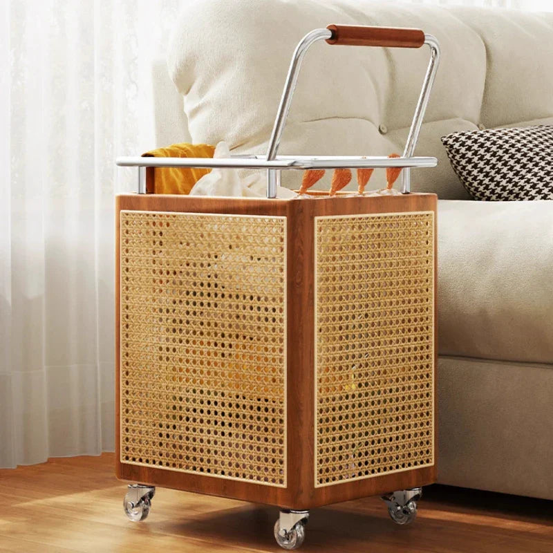 Nordic Rattan Style Rolling Storage Basket