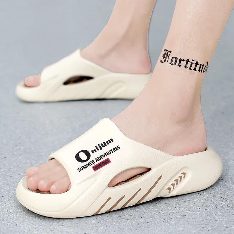 Orange Fire Casual Beach Massager Slippers