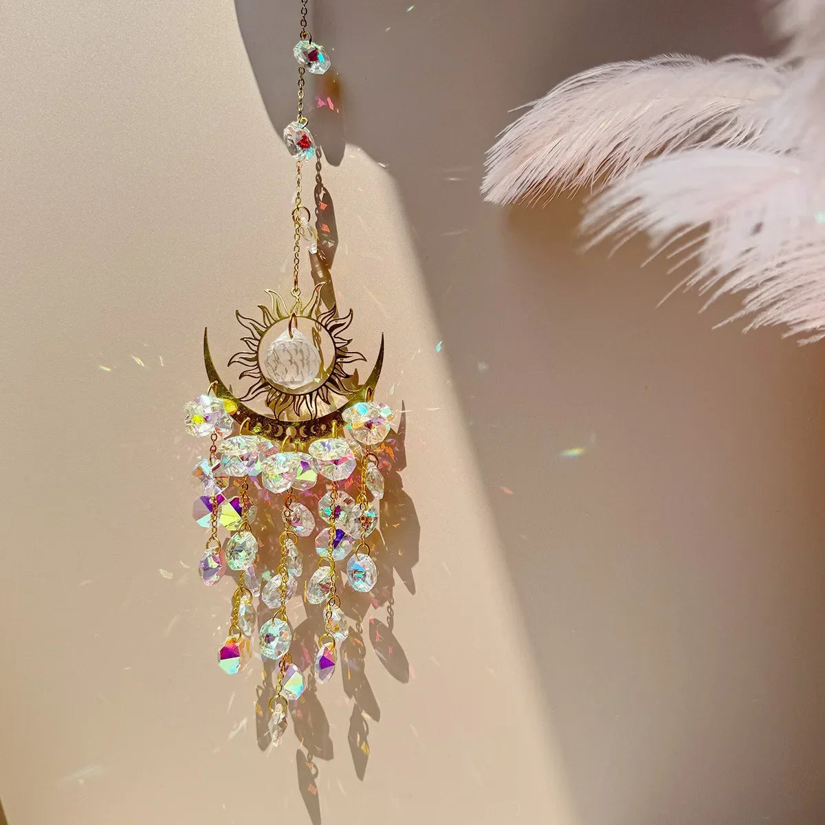Radiant Moonlit Quartz Prism Suncatcher