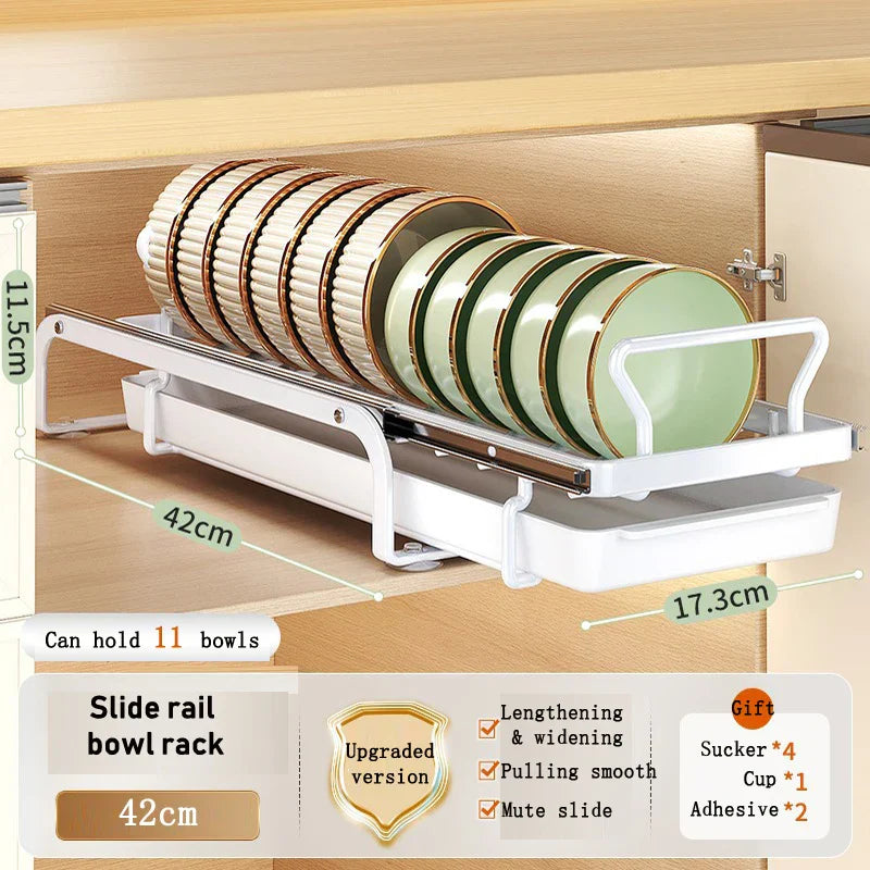 Kitchen Cabinet Sliding Storage Dish Rack